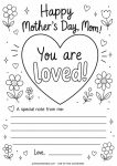 Mother's Day coupon book final message page 'You are loved' with space for a child's note, printworksheets.com