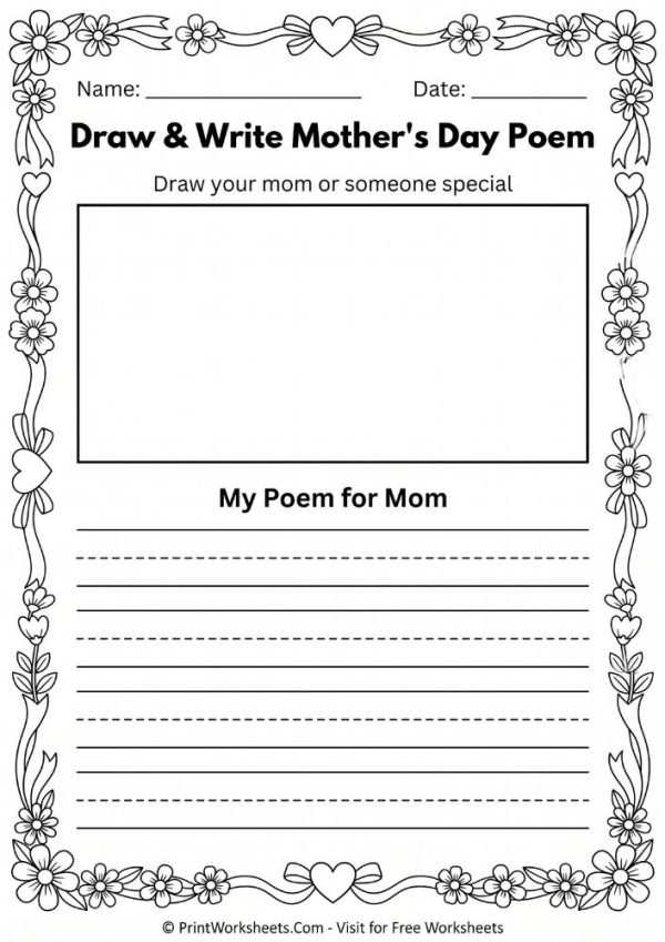 Mother’s Day Poem Templates For Kids Printable PDF