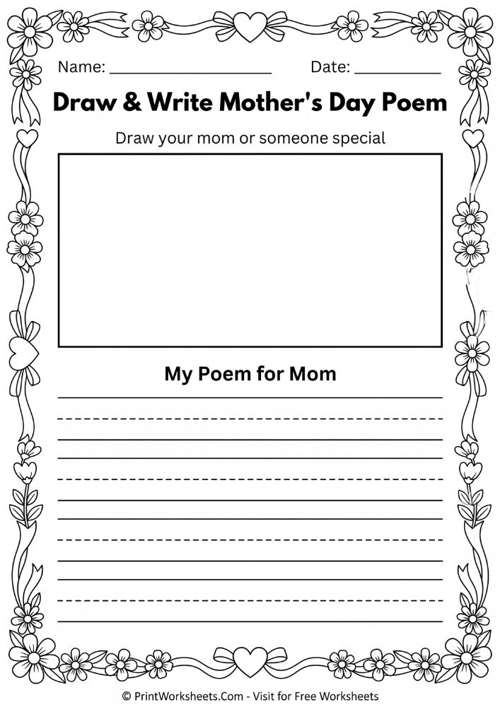 mothers day poem templates draw and write poem