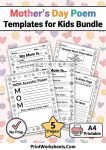 mothers day poem templates for kids printable
