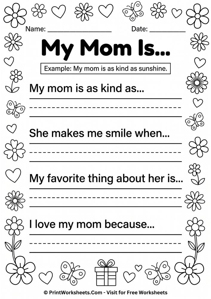mothers day poem templates for kids my mom is fill in the blank printable