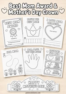 Mother's Day Worksheet - Best Mom Award Certificate & Mother’s Day Crown Craft Free | Free Printable