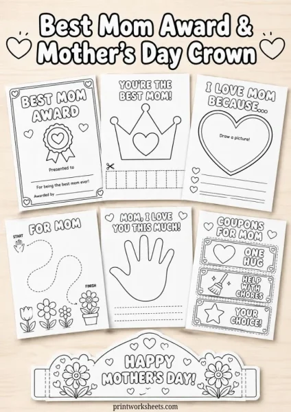 Best Mom Award Certificate & Mother’s Day Crown Craft Free
