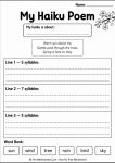 Haiku poem worksheet grade 4 with syllable lines and word bank