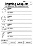 hyming couplets worksheet grade 4 with word bank free printable