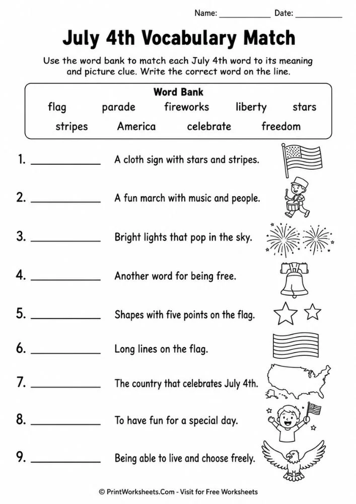 4th-of-july-independence-day-worksheets-for-1st-grade-page-2 4th of July Independence Day worksheets for 1st grade patriotic math word problems