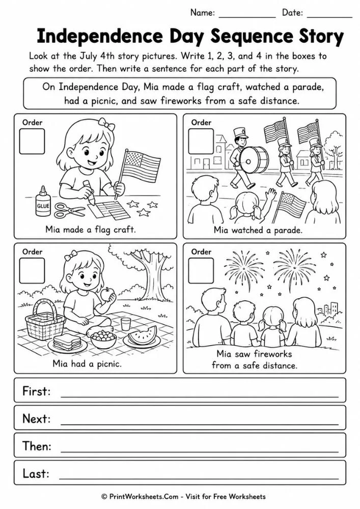 4th-of-july-independence-day-worksheets-for-1st-grade-page-4 4th of July Independence Day worksheets for 1st grade favorite activity opinion writing sheet