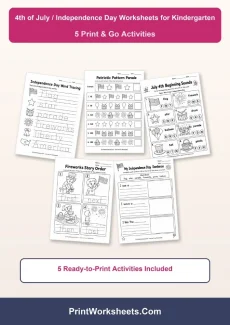 Holiday Worksheets Worksheet - Free 4th of July Independence Day Worksheets for Kindergarten (PDF) | Free Printable