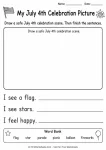 4th of July Independence Day worksheets for preschool draw and write sentence completion layout