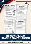 Memorial Day Reading Comprehension Worksheets PDF