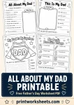 All About My Dad printable free Father’s Day worksheet PDF