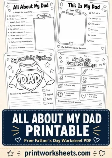 Father’s Day Worksheet - All About My Dad Printable – Free Father’s Day Worksheet PDF | Free Printable