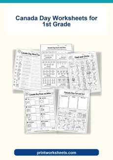 Holiday Worksheets Worksheet - Free Canada Day Worksheets for 1st Grade (Printable PDF) | Free Printable