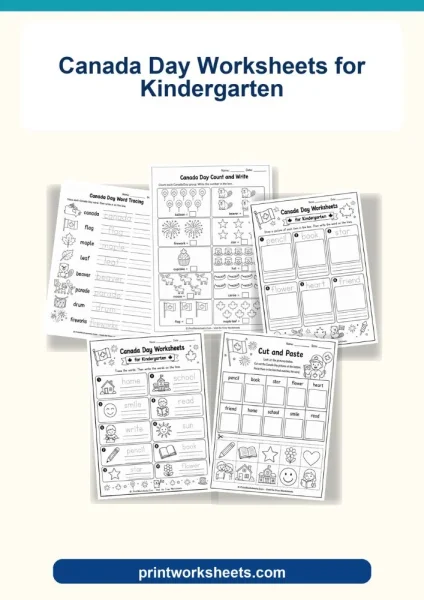 Free Canada Day Worksheets for Kindergarten (Printable PDF)