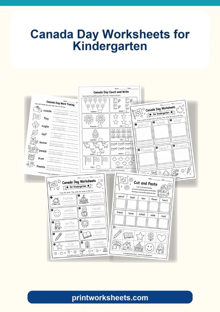 Holiday Worksheets Worksheet - Free Canada Day Worksheets for Kindergarten (Printable PDF) | Free Printable