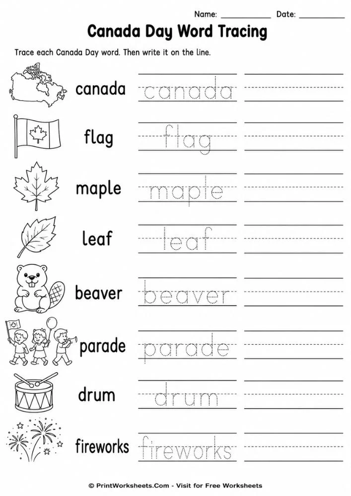 canada-day-worksheets-for-kindergarten-page-1 Canada Day worksheets for kindergarten count and write math group activity page