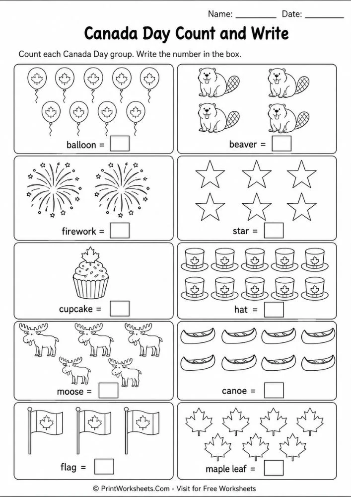 canada-day-worksheets-for-kindergarten-page-2 Canada Day worksheets for kindergarten word tracing and vocabulary handwriting sheet