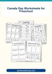 Canada Day worksheets for preschool printable activity pack cover featuring early childhood holiday exercises