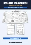 Canadian Thanksgiving worksheets for kindergarten printable pack cover with autumn early childhood previews