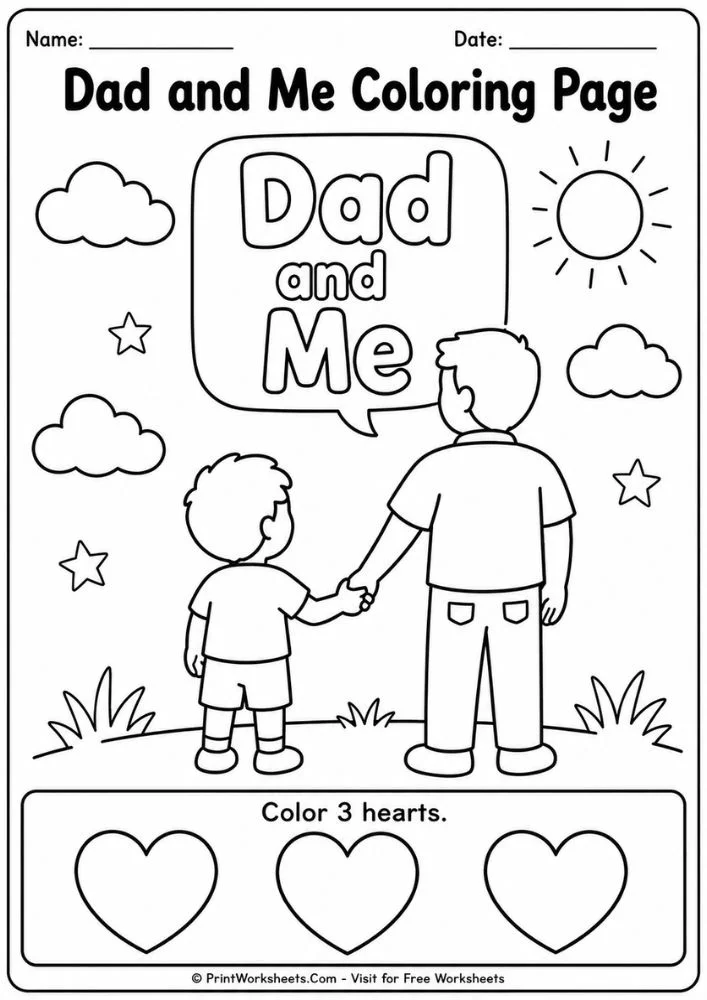 Dad and me activity included in our father's day coloring pages preschool set