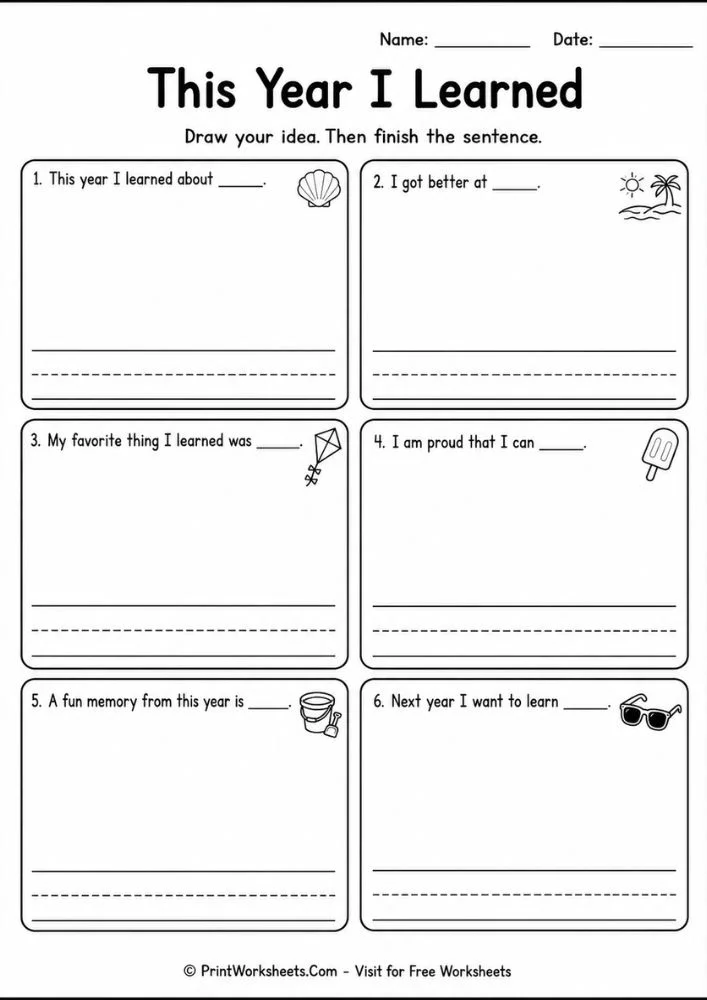 end-of-year-memory-book-printable-page-1 End of year memory book draw and write worksheet for kids