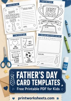 Father’s Day Worksheet - Father’s Day Card Templates for Kids Printable – Free PDF | Free Printable