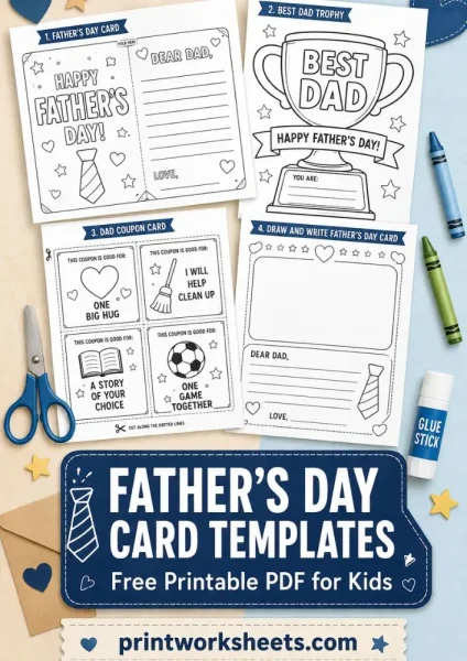 Father’s Day Card Templates for Kids Printable – Free PDF