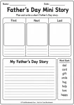 Father's day printable writing activities featuring a mini story planner