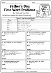 Father’s Day time word problems and schedule worksheet for 3rd grade