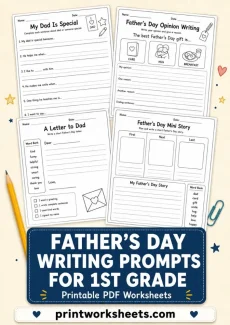 Father’s Day Worksheet - Father’s Day Writing Prompts for 1st Grade – Free Printable PDF | Free Printable