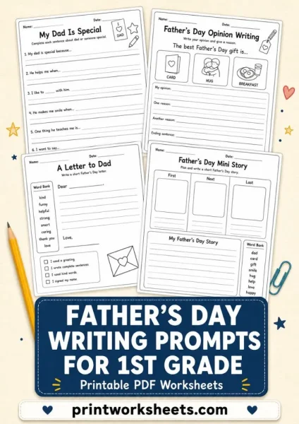 Father’s Day Writing Prompts for 1st Grade – Free Printable PDF