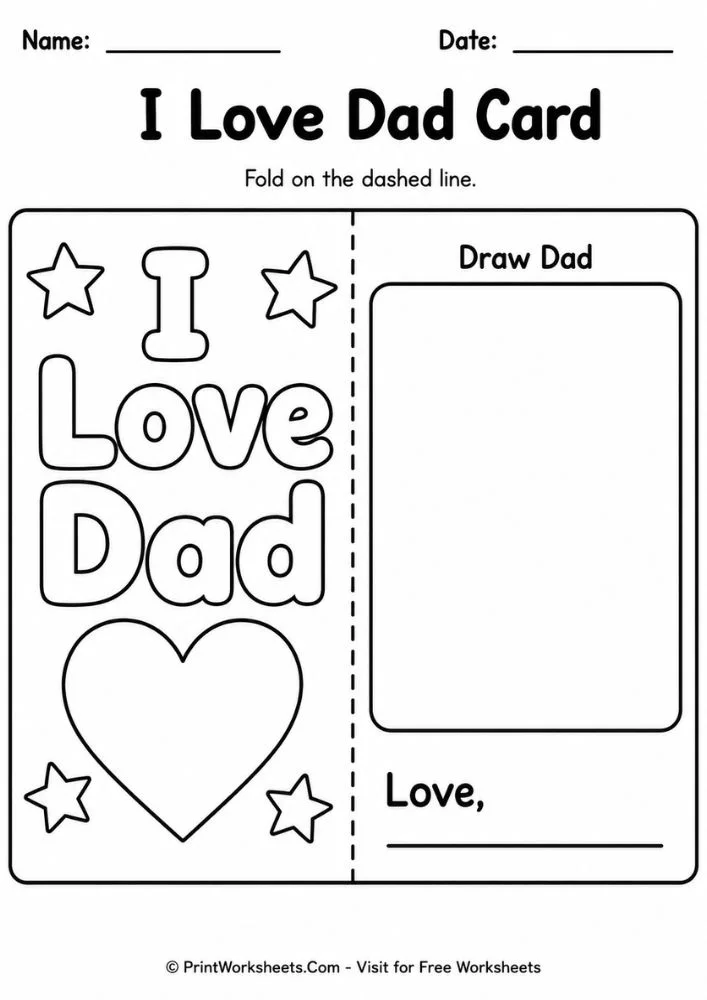 I love dad card design from our father's day coloring sheets preschool
