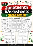 Free printable bundle of Juneteenth worksheets for 1st grade featuring educational activities