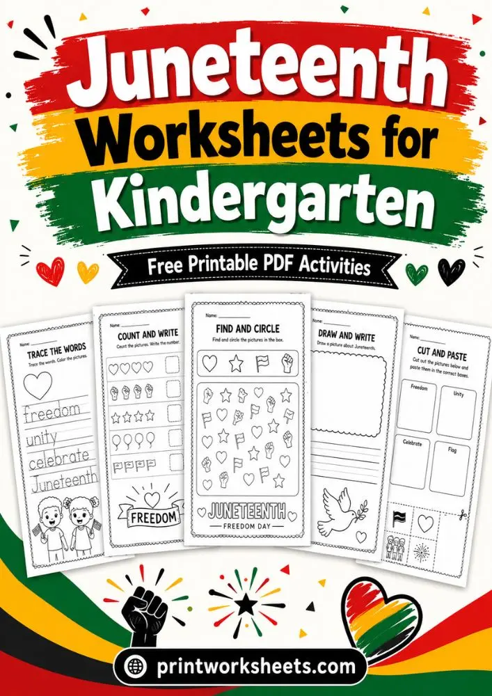 Juneteenth Worksheets for Kindergarten – Free Printable PDF Activities - Free Printable Worksheet