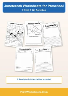Holiday Worksheets Worksheet - Juneteenth Worksheets for Preschool – Free Printable PDF Activities | Free Printable