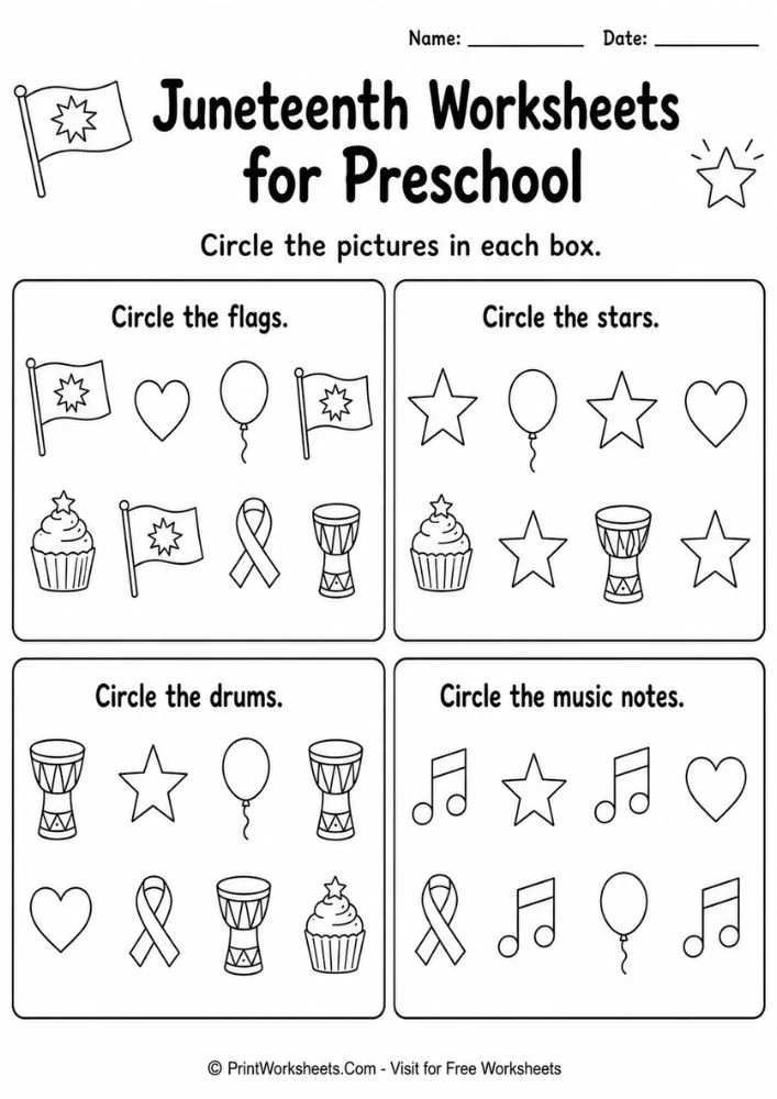 Juneteenth Worksheets for Preschool – Free Printable PDF Activities - Worksheet Image