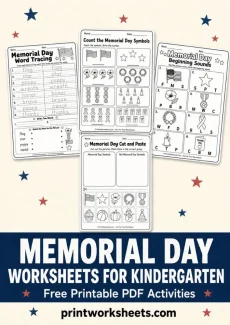 Holiday Worksheets Worksheet - Memorial Day Worksheets for Kindergarten – Free Printable PDF | Free Printable