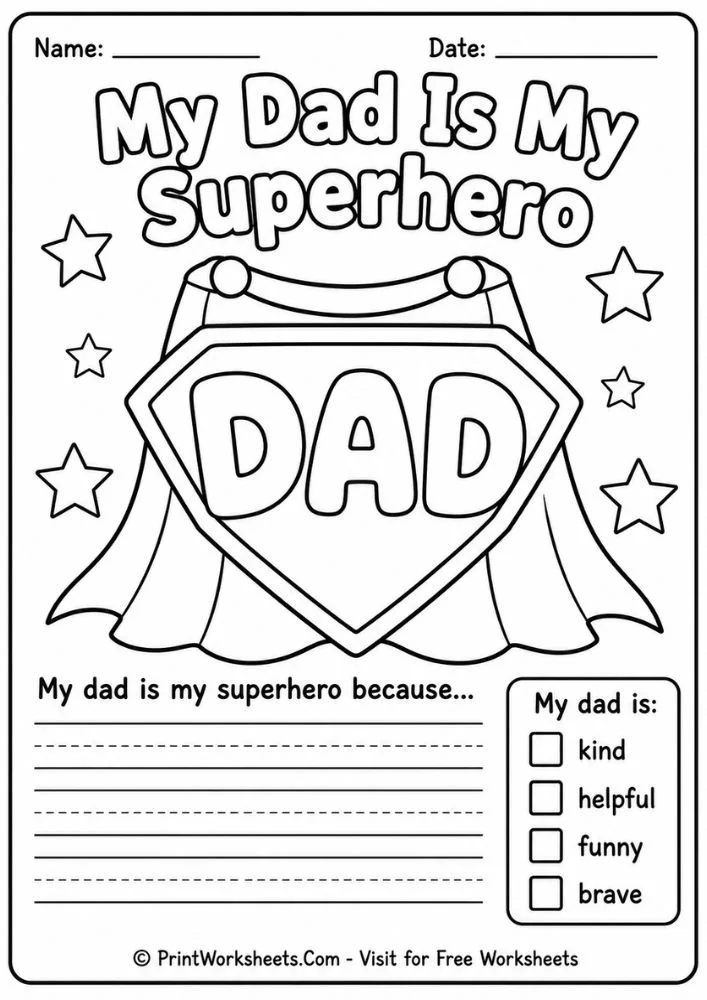 All About My Dad Printable – Free Father’s Day Worksheet PDF - Worksheet Image