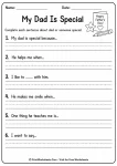 Father's day sentence writing worksheet about why dad is special