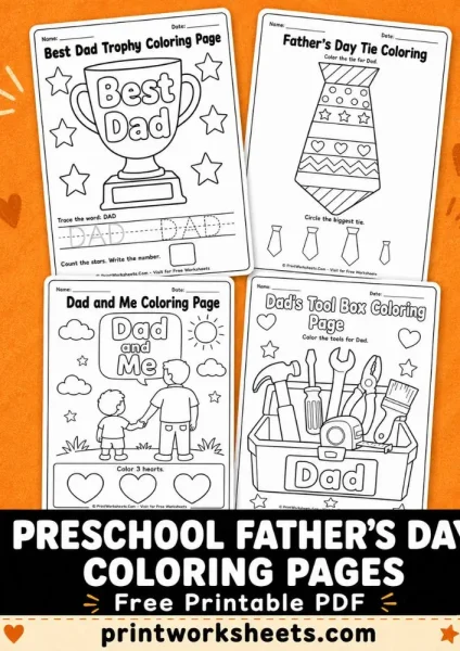 Preschool Father’s Day Coloring Pages – Free Printable PDF