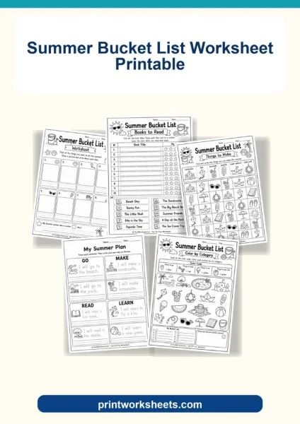 Free Summer Bucket List Worksheet Printable Pack