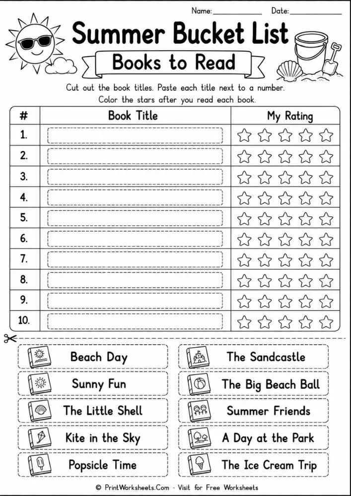 Summer bucket list printable tracking goals and coloring chart for kids