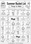 Summer bucket list cut and paste vacation planning worksheet