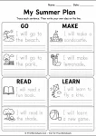 Summer bucket list word tracing and handwriting practice sheet