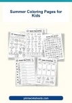 Summer coloring pages for kids printable set cover featuring sun beach and holiday elements