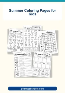 Summer Worksheets Worksheet - Free Summer Coloring Pages for Kids (Printable PDF) | Free Printable