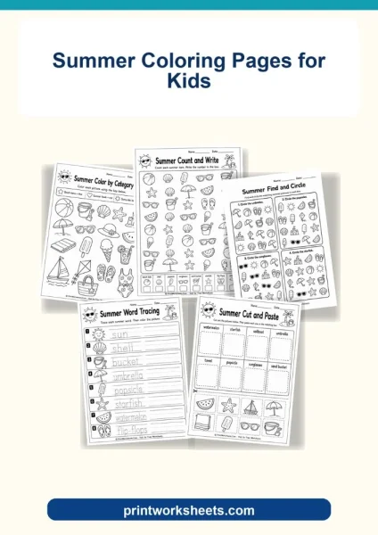 Free Summer Coloring Pages for Kids (Printable PDF)