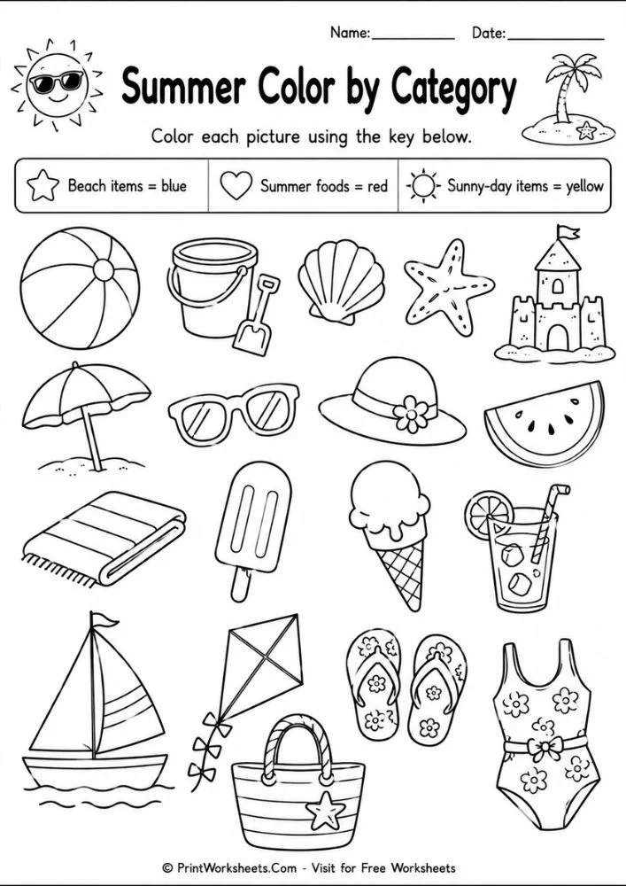 summer-coloring-pages-for-kids-page-1 Summer coloring pages for kids with ocean life theme and fine motor tracing activities