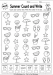 Summer coloring pages for kids with ice cream counting and numbers review worksheet