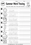 Summer coloring pages for kids beach day layout with simple word tracing for early writers